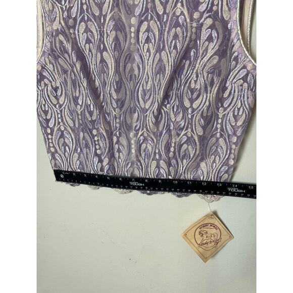 NOS Western Women's Lavender Sheer Cropped Blouse Formal Size Small Pastel - Picture 9 of 11